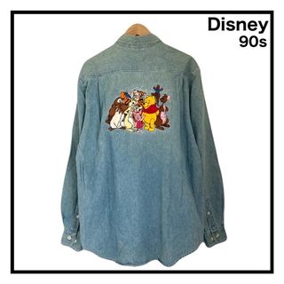 ディズニー(Disney)の90s　ディズニー　くまのぷーさん　ヴィンテージデニムジャケット　シャツ　刺繍(シャツ)