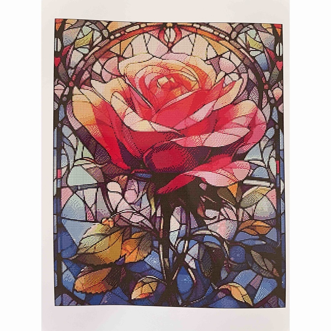 20×20cm】 薔薇雑貨 赤い薔薇 ステンドグラス風 壁飾り
