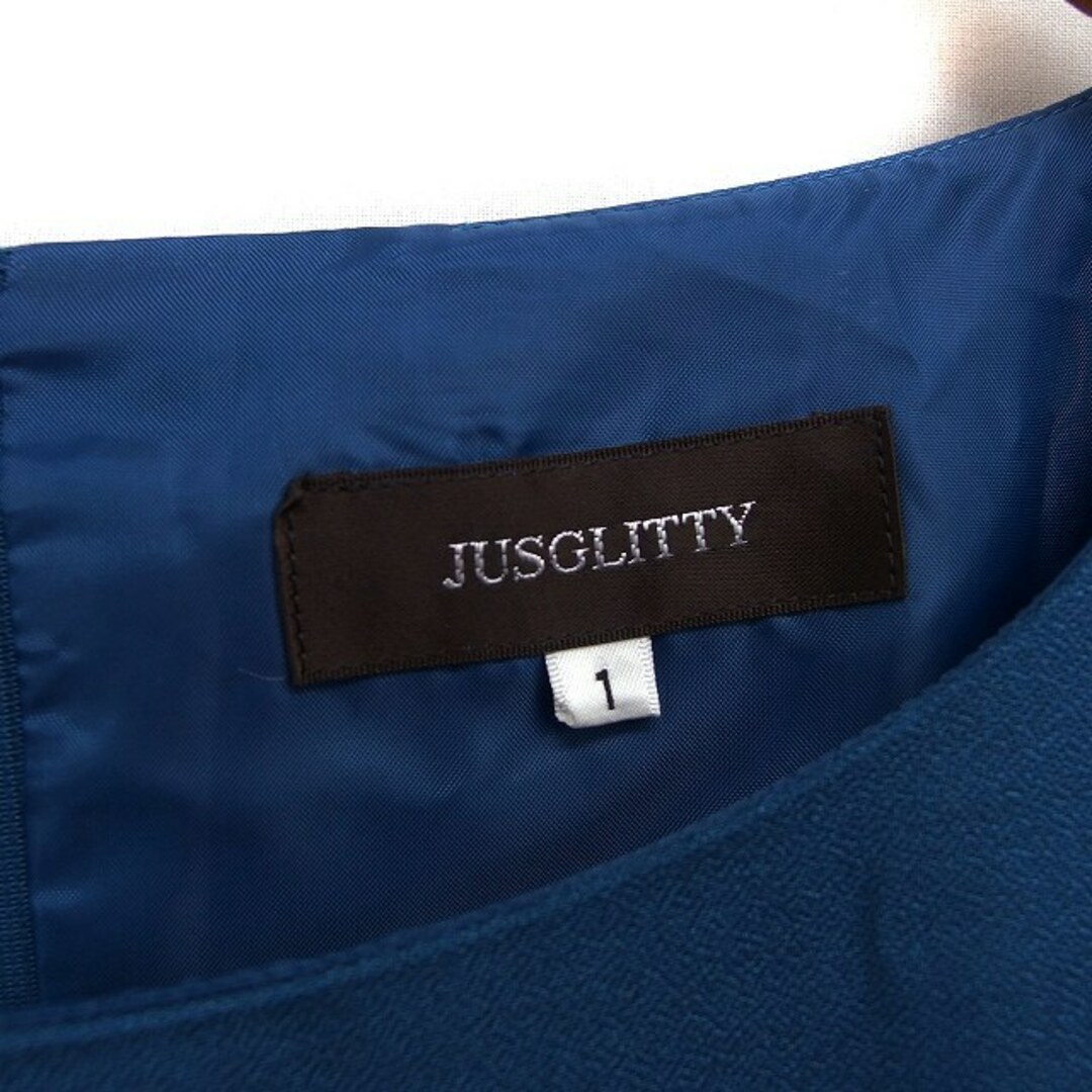 JUSGLITTY(ジャスグリッティー)のジャスグリッティー ワンピース フレア ひざ丈 タック ウール混 バックジップ  レディースのワンピース(ひざ丈ワンピース)の商品写真