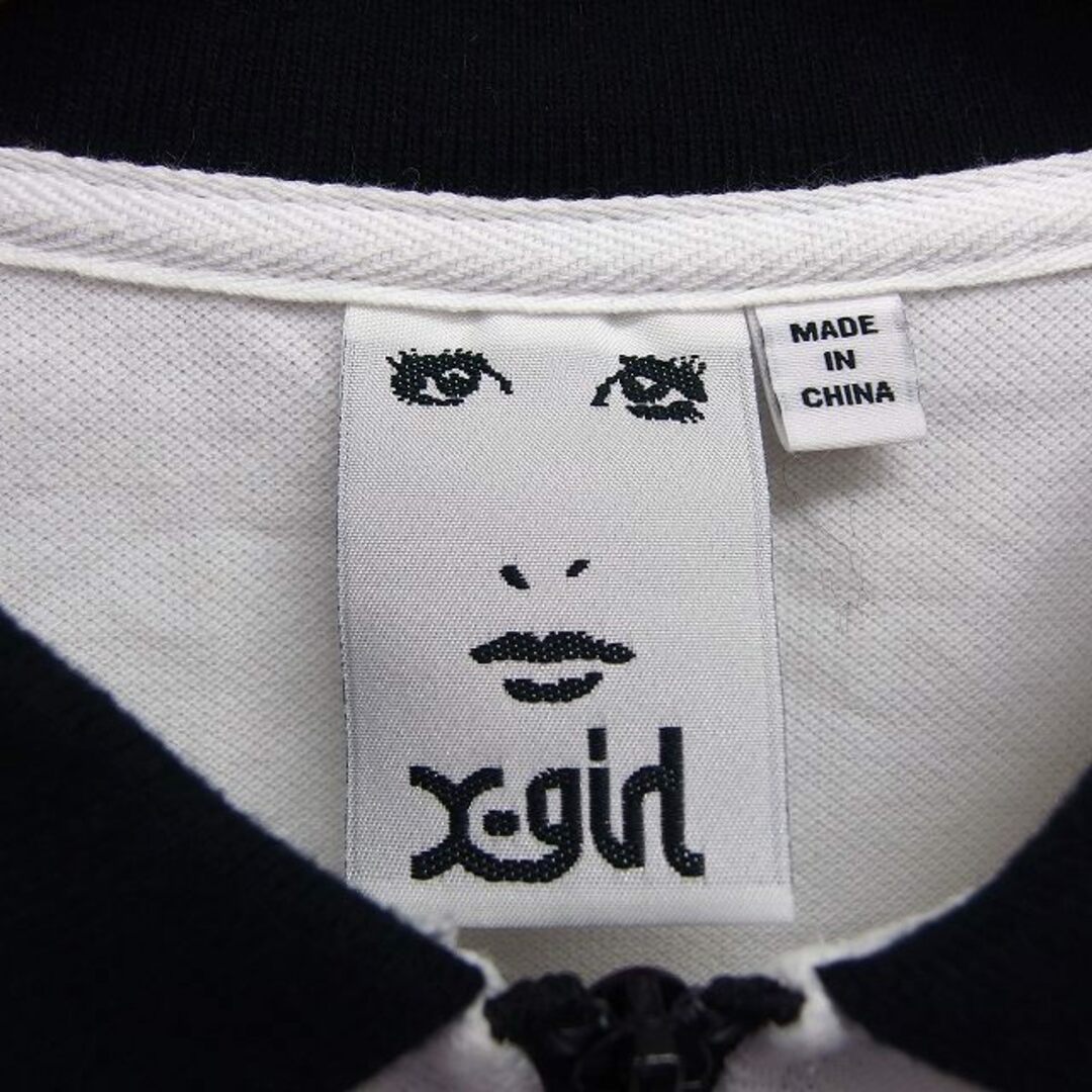 X-girl(エックスガール)のエックスガール x-girl ポロシャツ ハーフジップ バイカラー ロゴ 刺繍 レディースのトップス(ポロシャツ)の商品写真