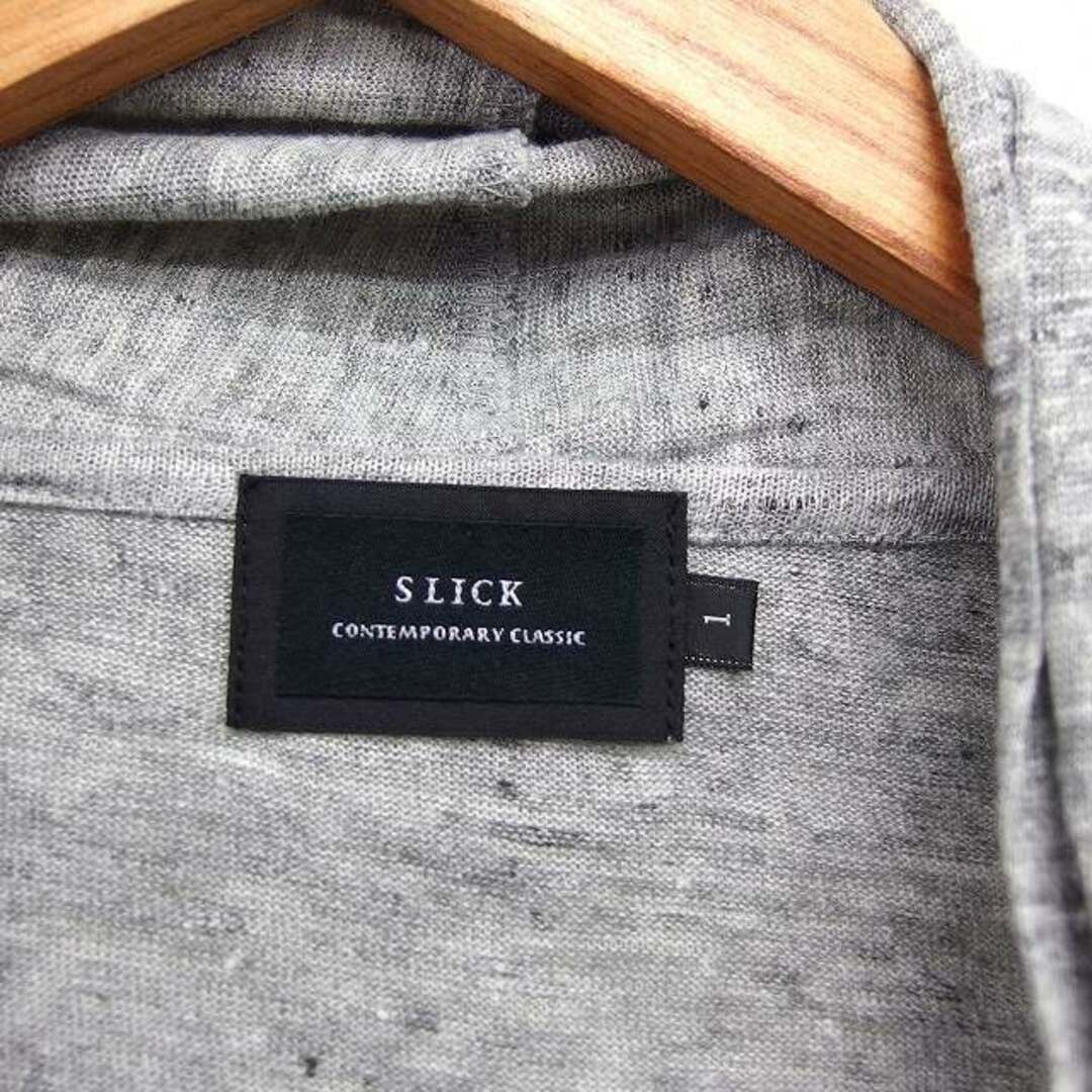 SLICK(スリック)のスリック SLICK ニット カーディガン オープン リネン 麻 1 グレー メンズのトップス(カーディガン)の商品写真