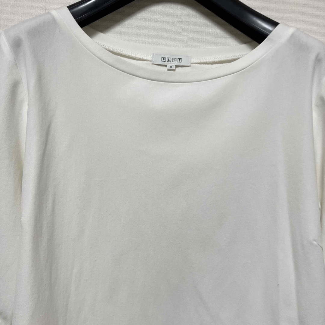 PLST(プラステ)のPLST プラステ　Tシャツ　カットソー　半袖　無地　　【M】　ホワイト レディースのトップス(Tシャツ(半袖/袖なし))の商品写真