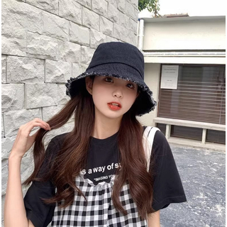 デニムハット　バケハ　UV対策　キャップ　帽子　アウトドア　韓国　ブラック