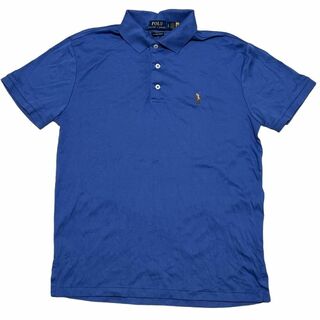 ポロラルフローレン(POLO RALPH LAUREN)のポロラルフローレン 半袖ポロシャツ 無地ブルー ポニー刺繍 夏物古着h13(ポロシャツ)