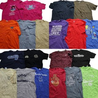 古着卸 まとめ売り カラーmix プリント 半袖Tシャツ 20枚セット (メンズ XL ) 英字ロゴ ワンポイントロゴ ナイキ レッド ブラック MT0109(その他)