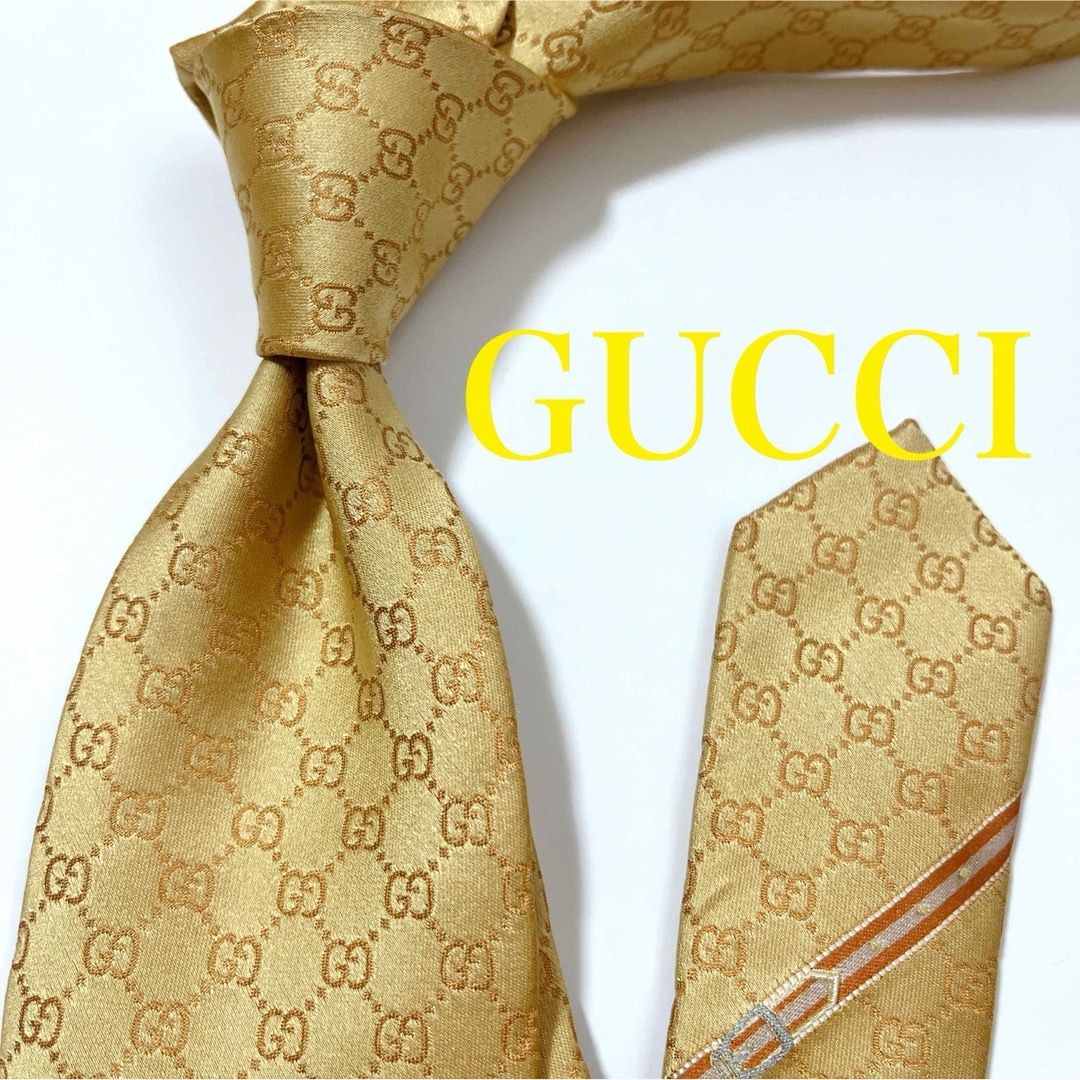 Gucci(グッチ)の美品 グッチ ネクタイ ハイブランド GG柄 GGチェーン柄 インターロッキング メンズのファッション小物(ネクタイ)の商品写真