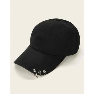 ベールボールキャップ リングデコレーション 帽子 黒 ブラック メンズレディース