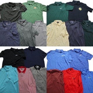 古着卸 まとめ売り ポロシャツ 20枚セット (メンズ XL ) カラーMIX ワンポイントロゴ ボーダー グリーン MT0213(ポロシャツ)