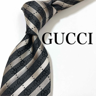 グッチ(Gucci)の美品 グッチ ネクタイ ハイブランド GG柄 インターロッキング ストライプ柄(ネクタイ)