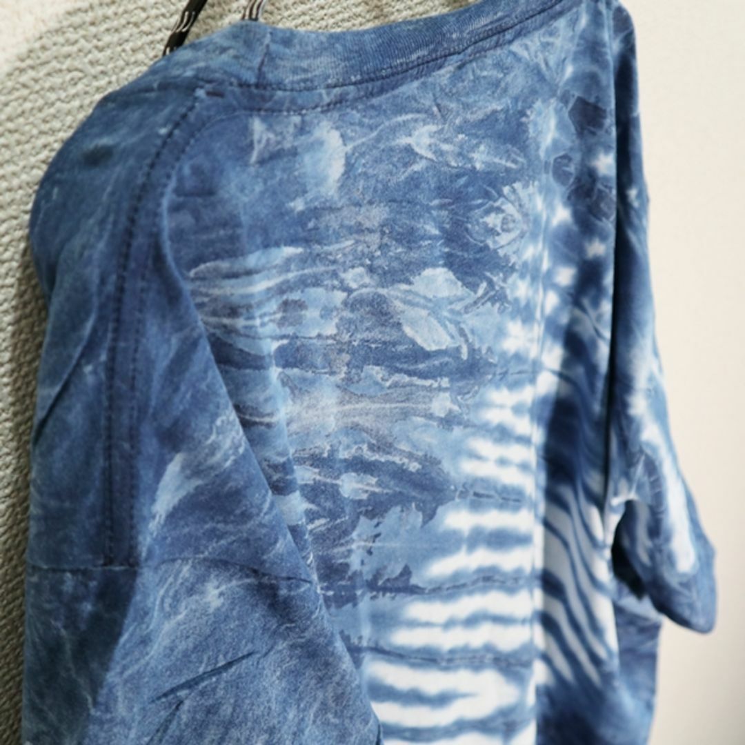 【新品】インディゴ染　ビッグTシャツ　2XL　斜めに大きく入ったライン染 メンズのトップス(Tシャツ/カットソー(半袖/袖なし))の商品写真