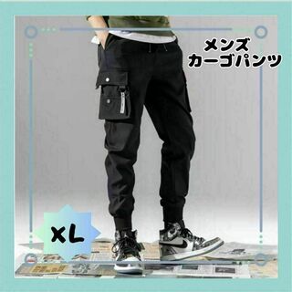 【夏用・薄手】メンズ XL カーゴパンツ ワークパンツ ゆったり ブラック(ワークパンツ/カーゴパンツ)