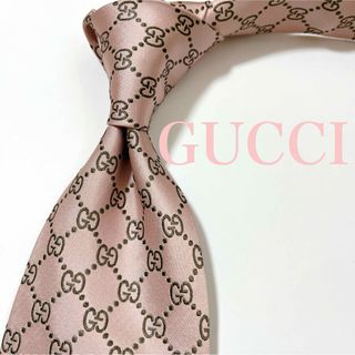 Gucci - 美品 グッチ ネクタイ ハイブランド GG柄 GGチェーン柄 インターロッキング