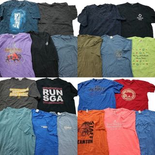 古着卸 まとめ売り カラーmix プリント 半袖Tシャツ 20枚セット (メンズ XL ) 英字ロゴ ワンポイント 無地 MT0375(その他)