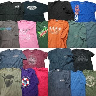 古着卸 まとめ売り カラーmix プリント 半袖Tシャツ 20枚セット (メンズ XL /2XL ) 英字ロゴ ワンポイント 無地 企業 アディダス MT0374(その他)