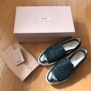 ミュウミュウ(miumiu)のあい様. miu miu グリッタースリッポン 37(スリッポン/モカシン)