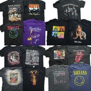 古着卸 まとめ売り 音楽・バンド 半袖Tシャツ 15枚セット (メンズ L ) ニルヴァーナ マイケルジャクソン ローリングストーンズ MT0390(その他)