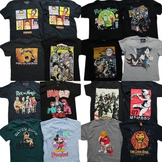 古着卸 まとめ売り キャラクター 半袖Tシャツ 16枚セット (メンズ S ) ナルト ヒロアカ ミッキー ソニック MT0389(その他)