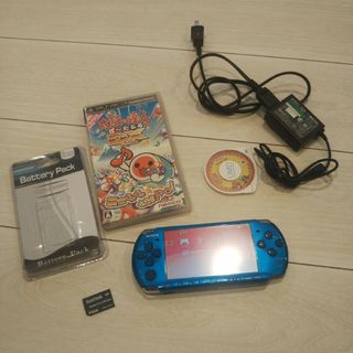 美品⭐️psp3000本体⭐️青。新品バッテリー、ゲーム、メモリー、充電器付き♪