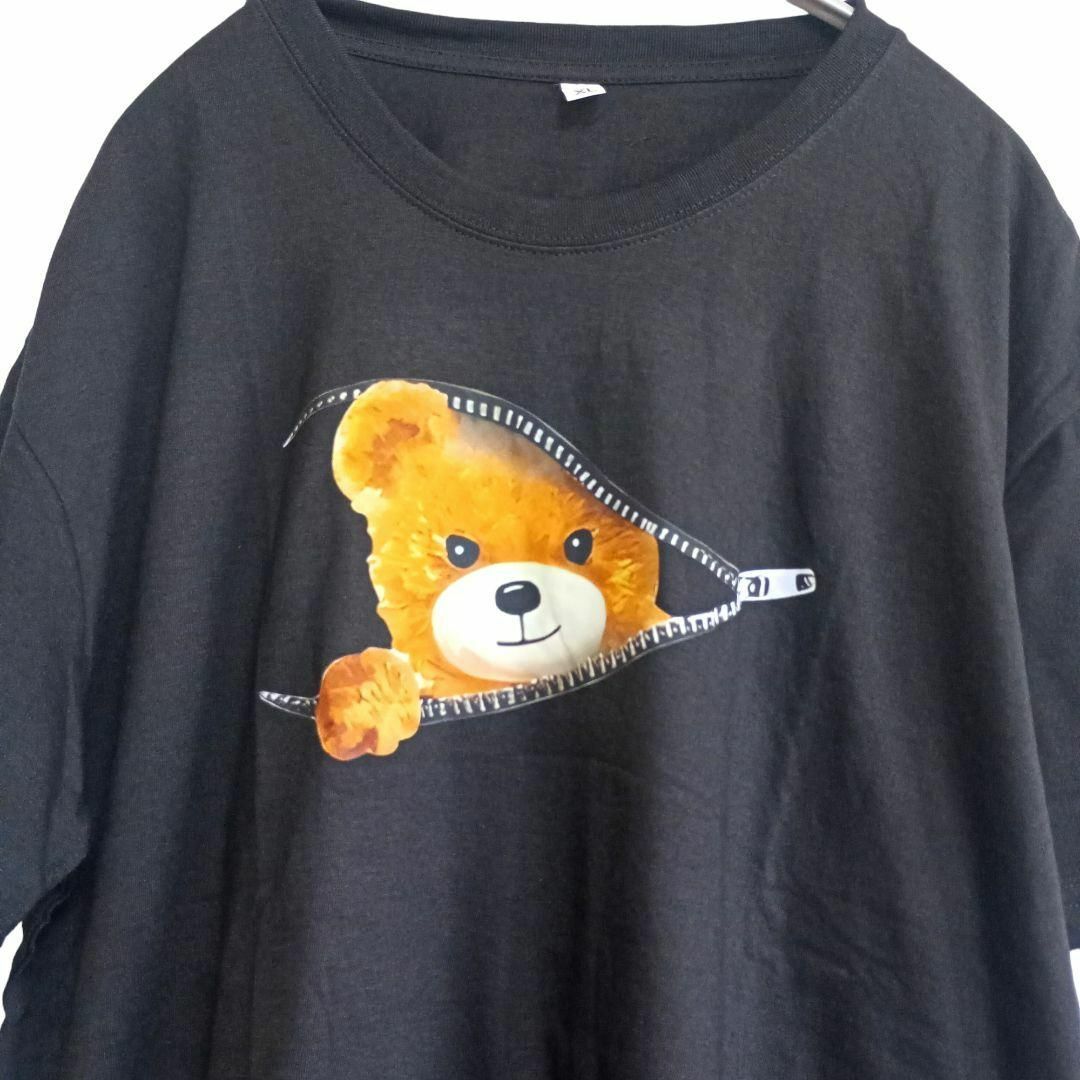 最終お値下げ【新品】大きいサイズ ３L　４L迄　クマTシャツ 黒 レディースのトップス(Tシャツ(半袖/袖なし))の商品写真