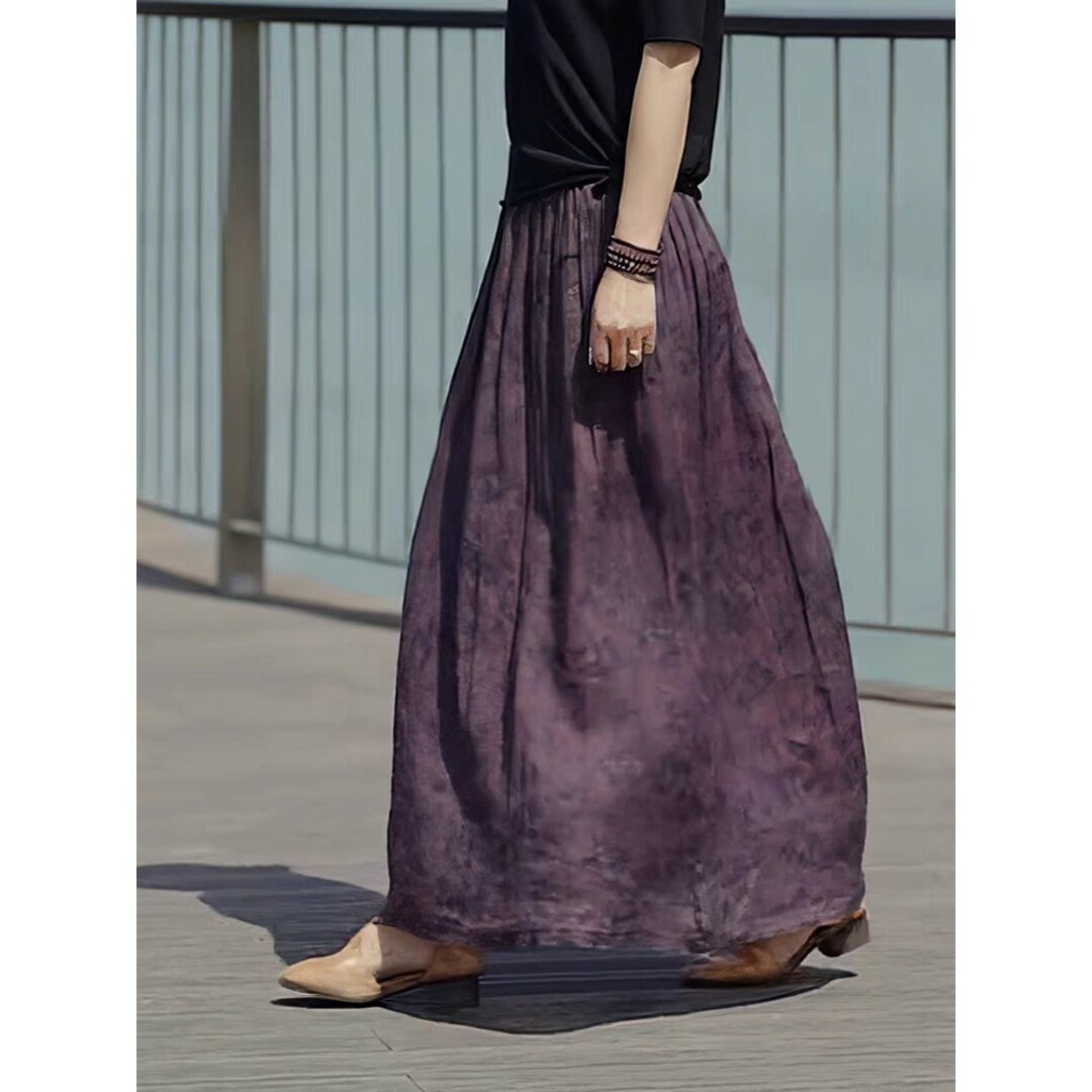 レトロ 花柄 スカート レディースのスカート(ロングスカート)の商品写真