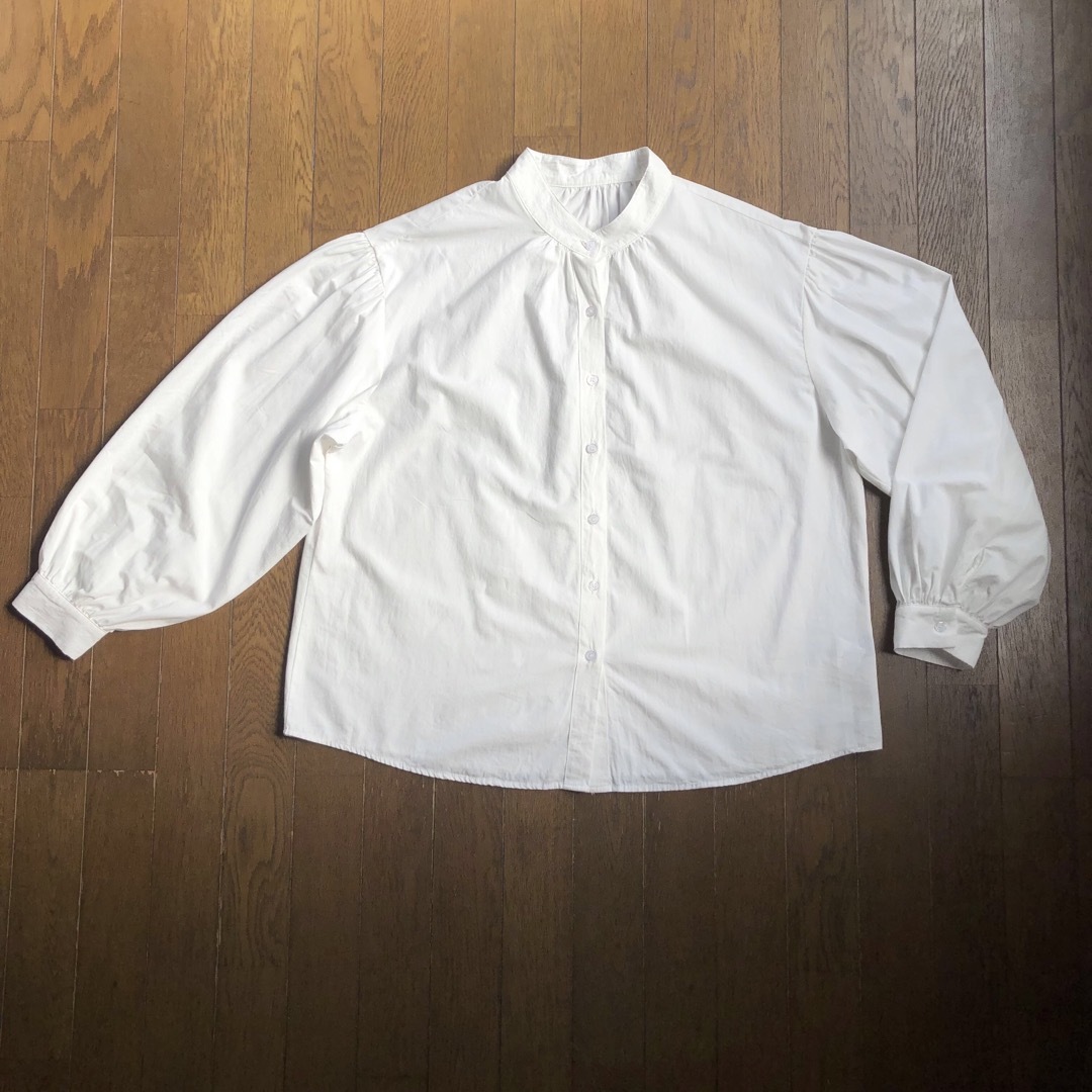   【Dazy】SHEIN ボリューム袖綿100%バンドカラーシャツ　ブラウス  レディースのトップス(シャツ/ブラウス(長袖/七分))の商品写真