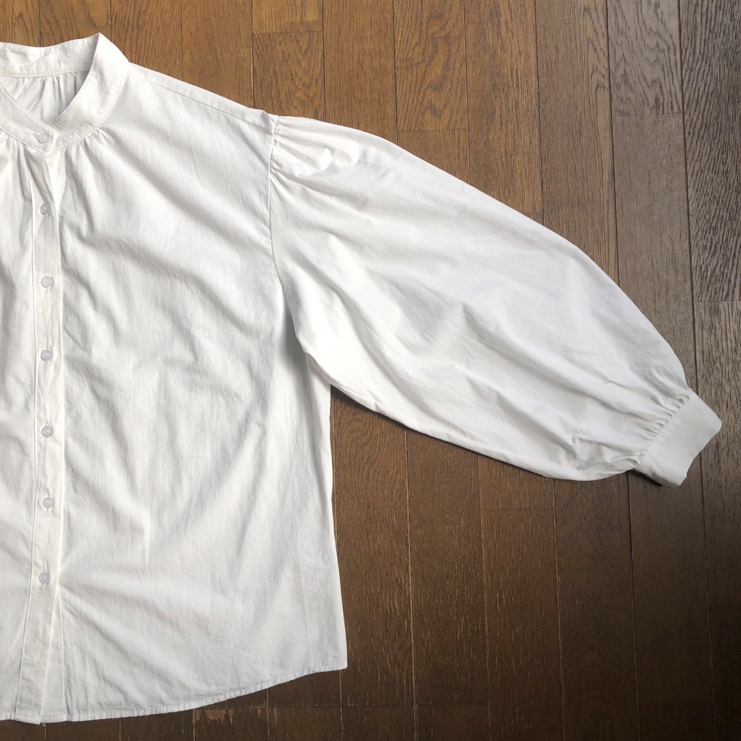   【Dazy】SHEIN ボリューム袖綿100%バンドカラーシャツ　ブラウス  レディースのトップス(シャツ/ブラウス(長袖/七分))の商品写真