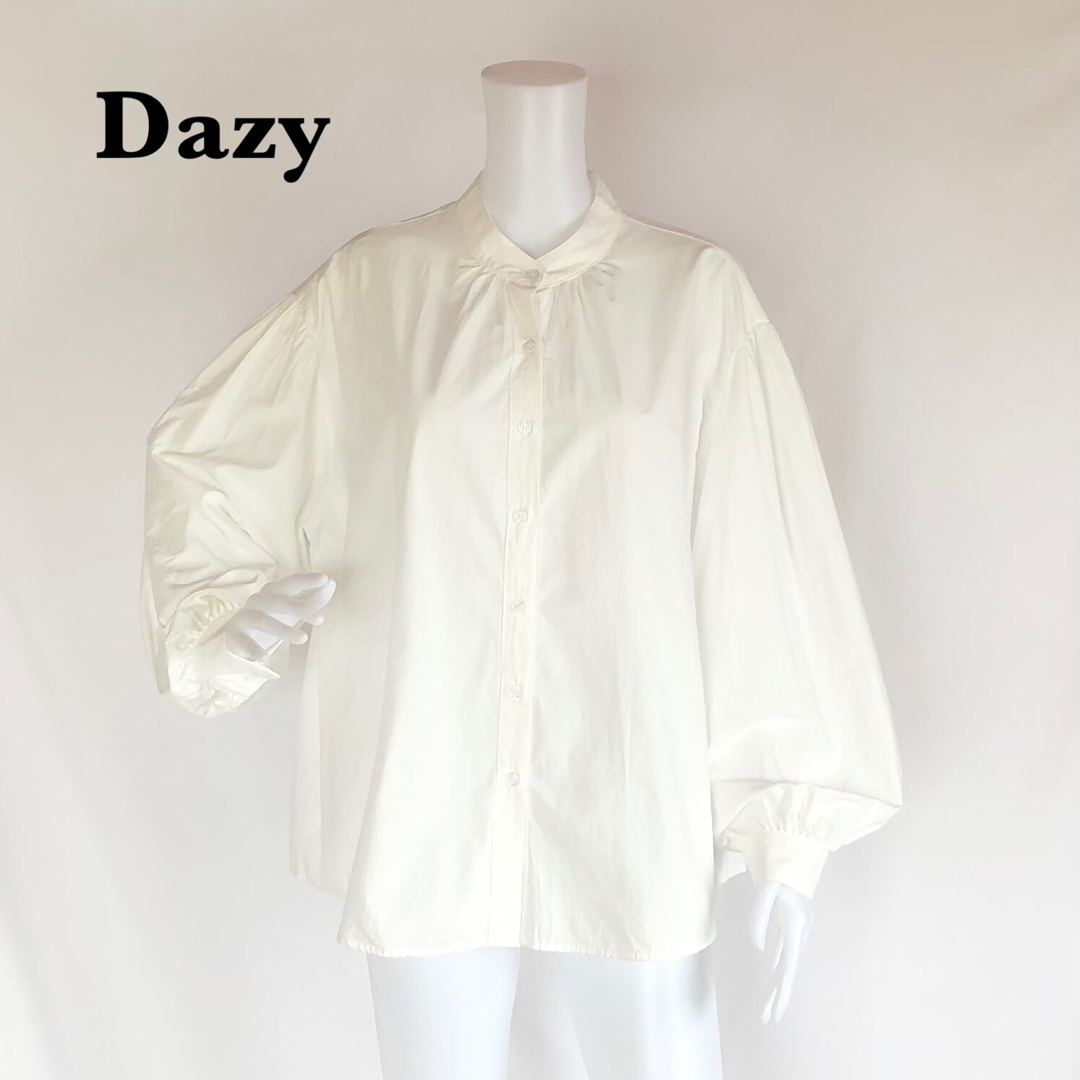   【Dazy】SHEIN ボリューム袖綿100%バンドカラーシャツ　ブラウス  レディースのトップス(シャツ/ブラウス(長袖/七分))の商品写真