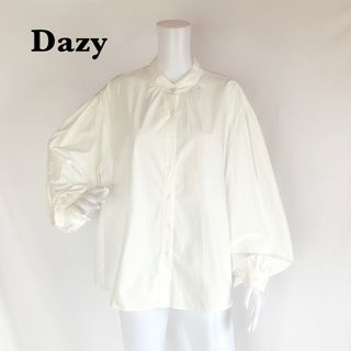   【Dazy】SHEIN ボリューム袖綿100%バンドカラーシャツ　ブラウス 