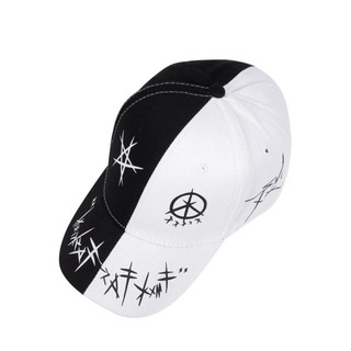 6【大人気】個性的キャップ 帽子 レディース メンズ 白黒 ブラック ホワイト(キャップ)