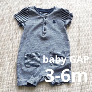babyGAP - baby GAP ロンパース　ボーダー　半袖　ブラウナーベア　3-6m 60cm