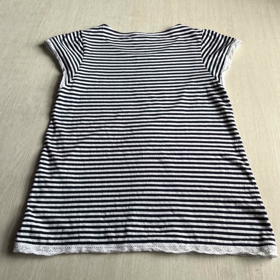 UNIQLO(ユニクロ)の女の子 半袖 Tシャツ カットソー レース ボーダー 150 キッズ/ベビー/マタニティのキッズ服女の子用(90cm~)(Tシャツ/カットソー)の商品写真