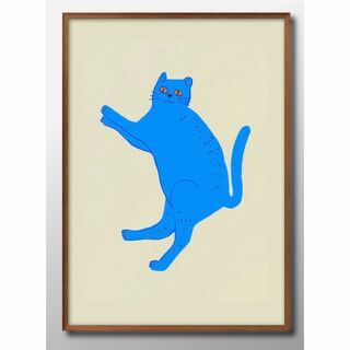 12535■A3 アート ポスター『ブルーな猫』絵画 マット(その他)
