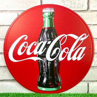 【417番】コカ・コーラ（Coca-Cola ）　コーク　USA　丸　ブリキ看板