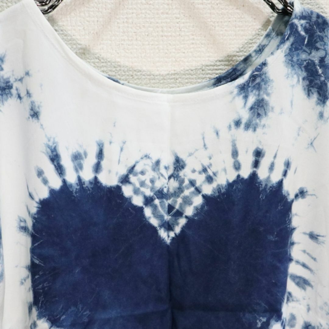 【新品】フレンチスリーブカットソー　インディゴ　ハート染 レディースのトップス(Tシャツ(半袖/袖なし))の商品写真