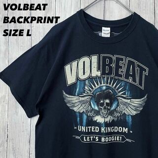 ミュージックティー(MUSIC TEE)のロックバンドTシャツ古着　VOLBEAT バックプリントTシャツ　サイズL 黒(Tシャツ/カットソー(半袖/袖なし))