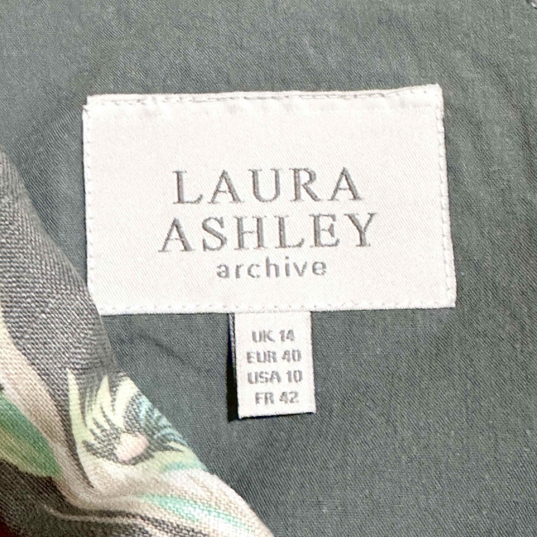 LAURA ASHLEY(ローラアシュレイ)の美品 ローラアシュレイ  大きいサイズ ノースリーブ ワンピース リネン 花柄 レディースのワンピース(ロングワンピース/マキシワンピース)の商品写真