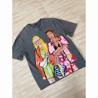 ザラ(ZARA)のZARAレディース　 Tシャツ　ビックロゴ　女性　グレー　M デザイン(Tシャツ(半袖/袖なし))