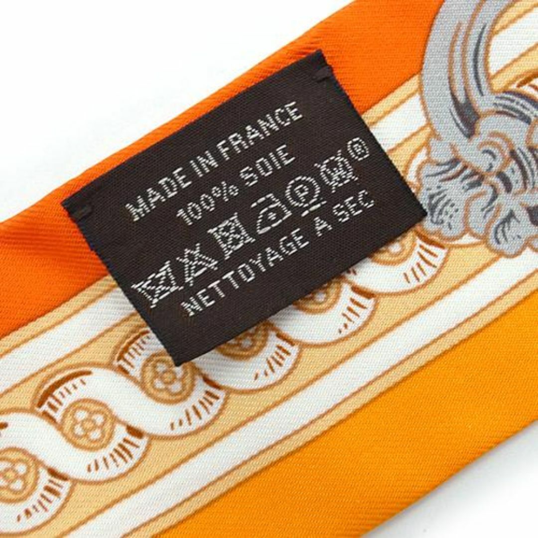 Hermes(エルメス)のエルメス スカーフ HERMES シルク ツイリー BRIDE DE COUR 法廷の勒 オレンジ レディース OJ10127 レディースのファッション小物(バンダナ/スカーフ)の商品写真