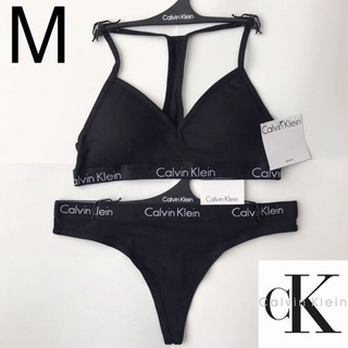 カルバンクライン(Calvin Klein)のck 下着 レア 新品 USA カルバンクライン ブラ Tショーツ 黒 M(ブラ&ショーツセット)
