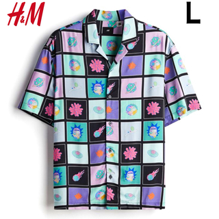 新品 H&M × リック アンド モーティ コラボ シャツ 半袖 L.