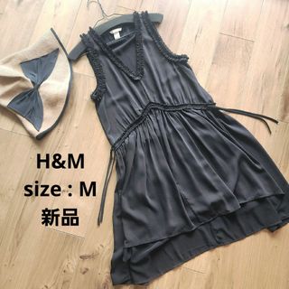 H&M - H&M【未使用】ノースリーブワンピース　黒　Mサイズ　サマーワンピース