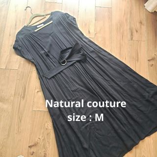 natural couture - ナチュラルクチュール【美品】レーヨン生地　Aライン　ワンピース　黒　Mサイズ
