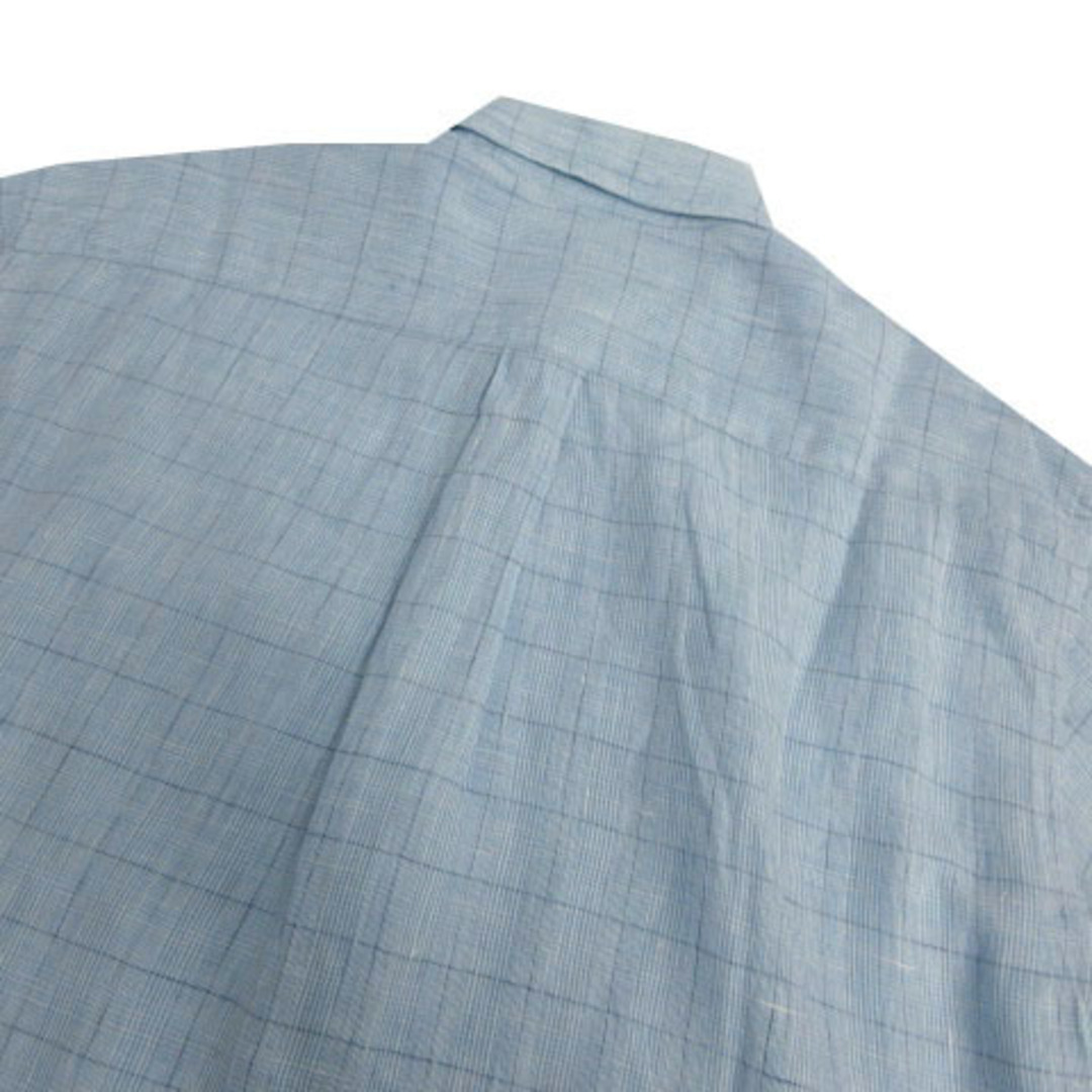 other(アザー)の346ブルックスブラザーズ シャツ リネン チェック 水色 青 白 M メンズのトップス(シャツ)の商品写真