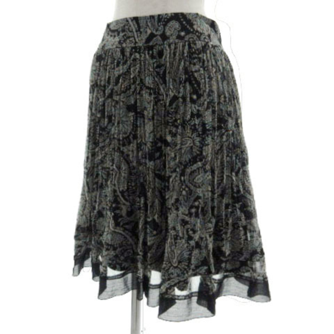 COMME CA DU MODE(コムサデモード)のコムサデモード スカート シフォン ミディ丈 ペイズリー 黒 青 グレージュ 7 レディースのスカート(ひざ丈スカート)の商品写真