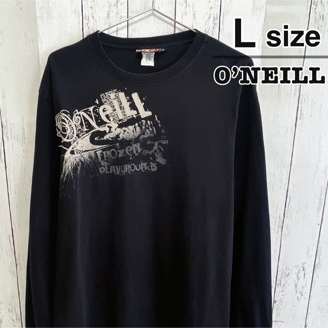 O'NEILL(オニール)のO’Neill　長袖Tシャツ　ブラック　黒　ロング　ロンT　プリント　USA古着 メンズのトップス(Tシャツ/カットソー(七分/長袖))の商品写真