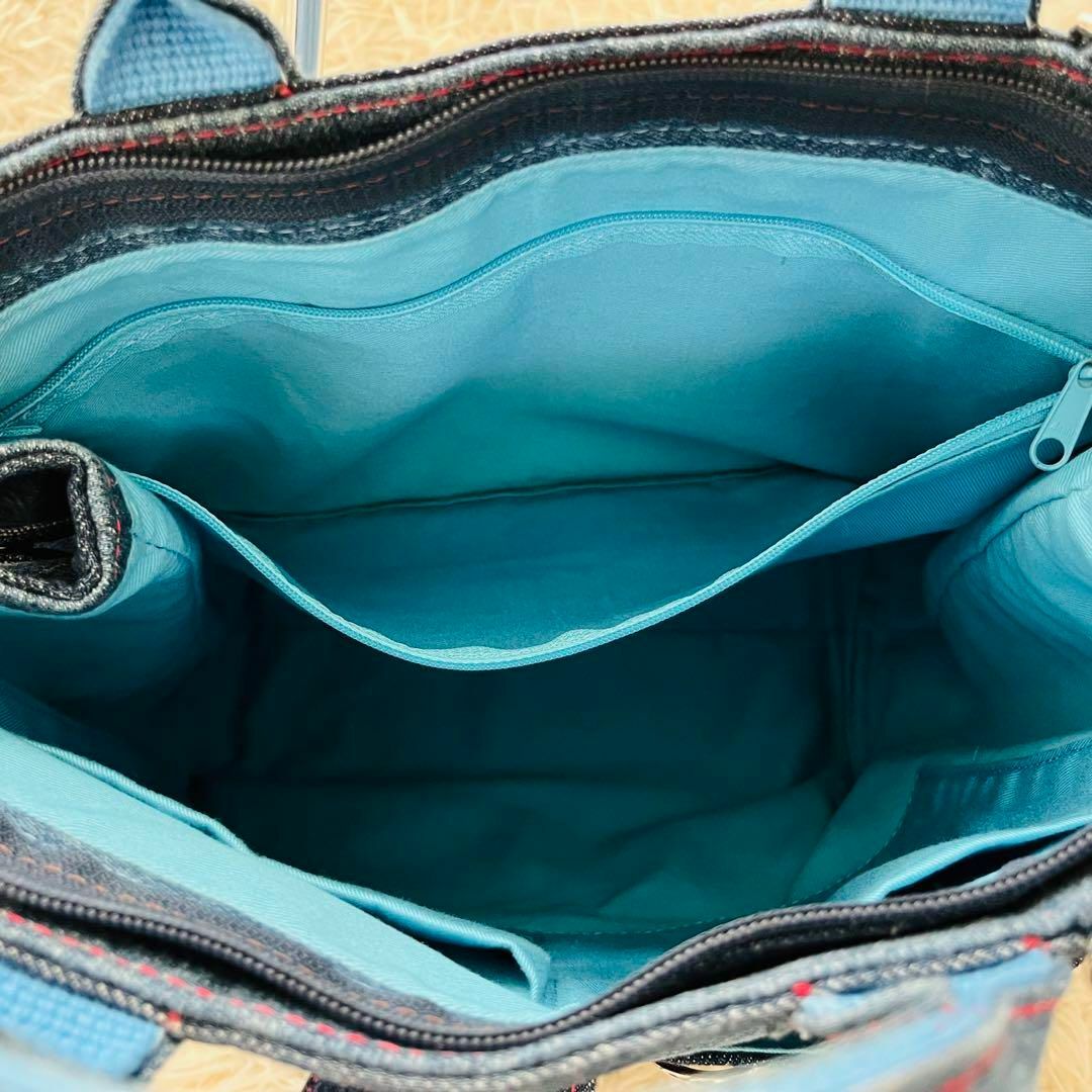 希少　一の井　3way デニムバッグ　リュック　インディゴ　大容量　クリスタル レディースのバッグ(リュック/バックパック)の商品写真