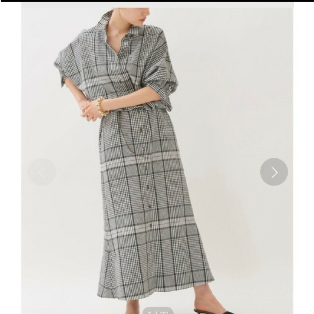 Plage(プラージュ)のPlage　チェックLinen semi flareワンピース レディースのワンピース(ロングワンピース/マキシワンピース)の商品写真