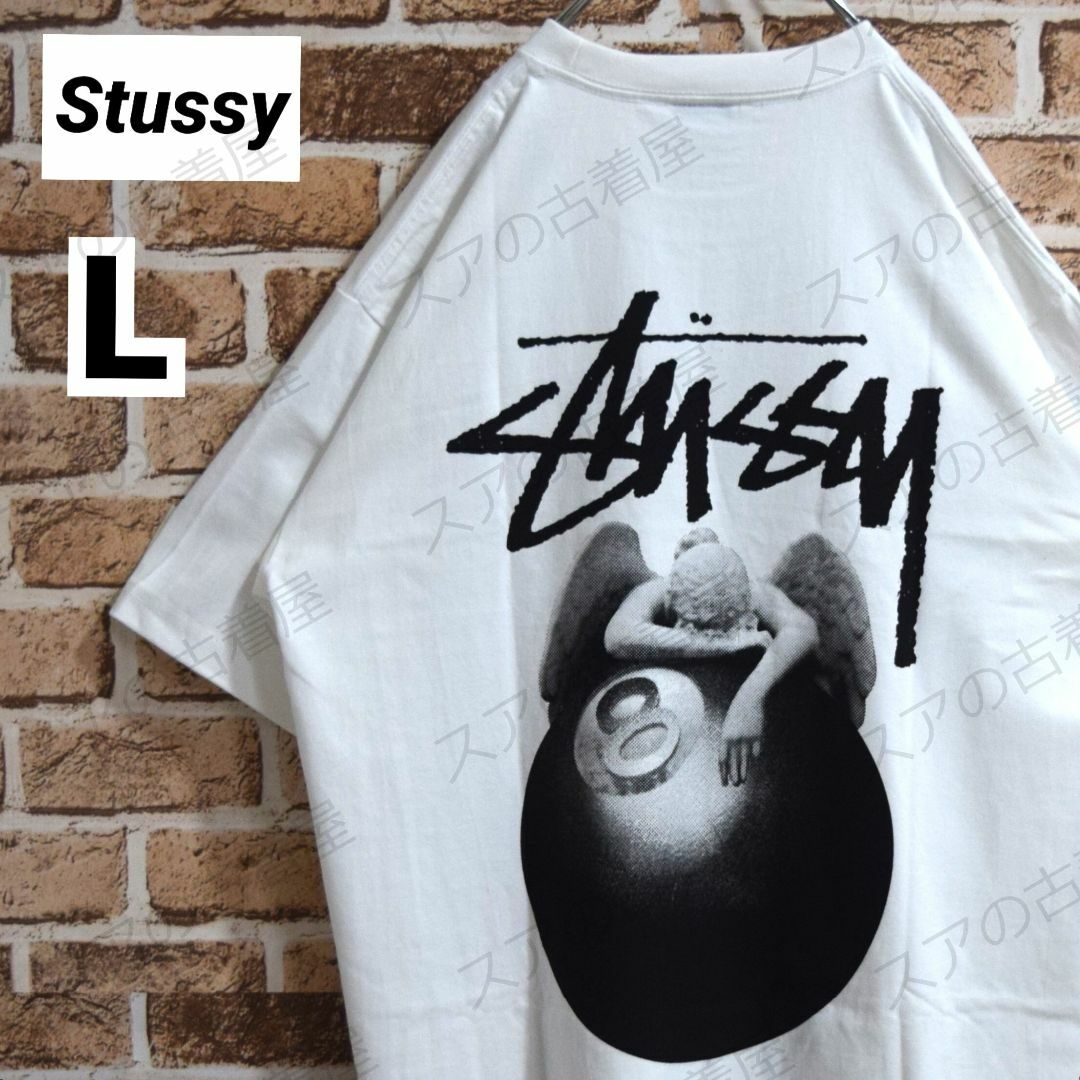 STUSSY(ステューシー)の《ステューシー》正規・新品タグ　8ボール&天使　白　L　Tシャツ メンズのトップス(Tシャツ/カットソー(半袖/袖なし))の商品写真