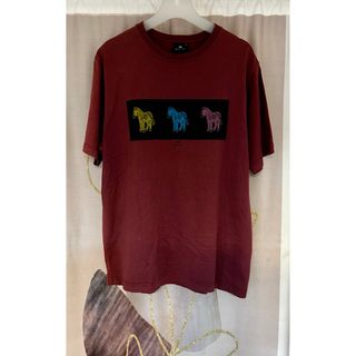 ポールスミス(Paul Smith)のポールスミス カラーゼブラ プリントオーガニックコットンTシャツ ワインレッド(Tシャツ/カットソー(半袖/袖なし))