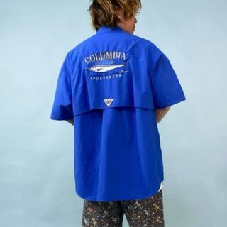 コロンビア(Columbia)の新品 Columbia バハマシャツ PFGフィッシングシャツ 刺繍 カジキ 青(シャツ)